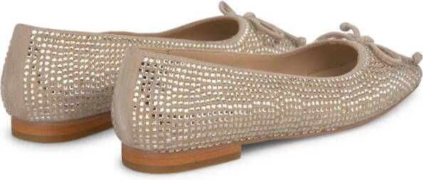 Alma en Pena Rhinestone ballerina met strik Beige Dames