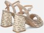 Alma en Pena Rhinestone Band Platform Sandal Brown Dames - Thumbnail 3