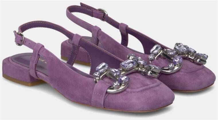 Alma en Pena Rhinestone Buckle Flat Shoe Purple Dames