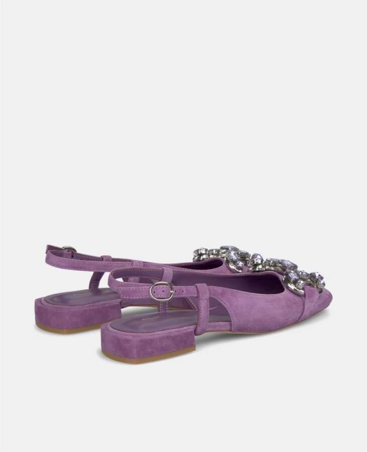 Alma en Pena Rhinestone Buckle Flat Shoe Purple Dames