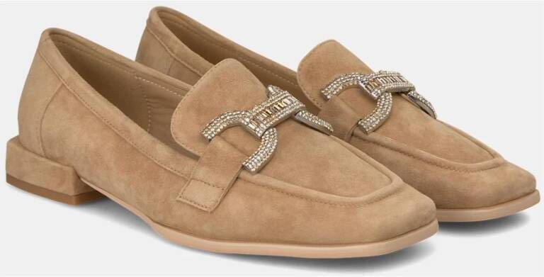 Alma en Pena Rhinestone Buckle Loafer Brown Dames