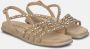 Alma en Pena Rhinestone Cross Strap Flat Sandal Beige Dames - Thumbnail 2