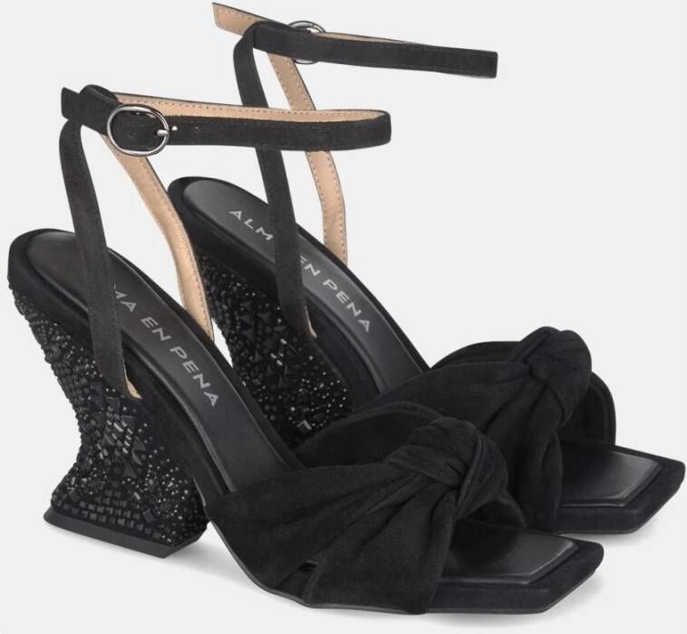 Alma en Pena Rhinestone Curved Heel Sandal Black Dames