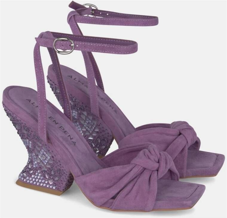 Alma en Pena Rhinestone Curved Heel Sandal Purple Dames