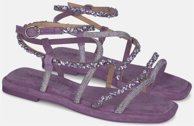 Alma en Pena Rhinestone Flat Sandal Purple Dames