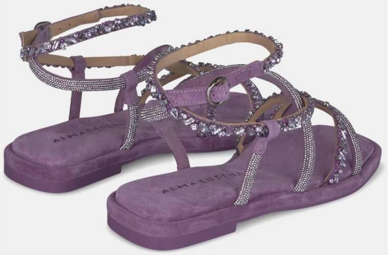 Alma en Pena Rhinestone Flat Sandal Purple Dames