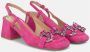 Alma en Pena Rhinestone Hakken Schoenen Vierkante Neus Gesp Pink Dames - Thumbnail 2