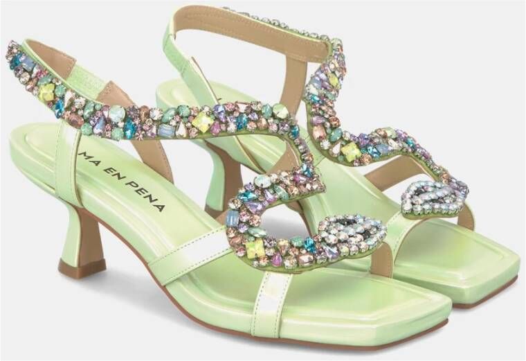 Alma en Pena Rhinestone Kitten Sandal Green Dames