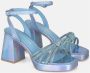 Alma en Pena Rhinestone Knoop Hak Sandaal Blue Dames - Thumbnail 2