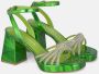 Alma en Pena Rhinestone Knoop Hak Sandaal Green Dames - Thumbnail 2