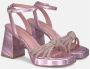 Alma en Pena Rhinestone Knoop Hak Sandaal Pink Dames - Thumbnail 2