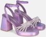 Alma en Pena Rhinestone Knoop Hak Sandaal Purple Dames - Thumbnail 2