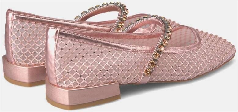 Alma en Pena Rhinestone Mesh Ballet Flats Pink Dames