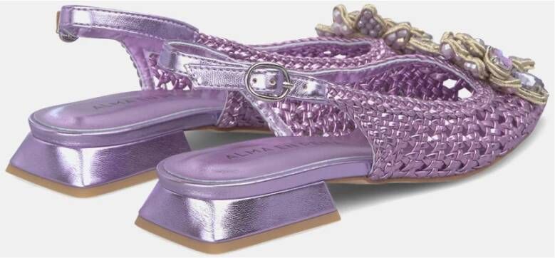 Alma en Pena Rhinestone raffia platte schoenen Purple Dames