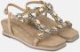 Alma en Pena Rhinestone Sleehak Sandaal Beige Dames - Thumbnail 2