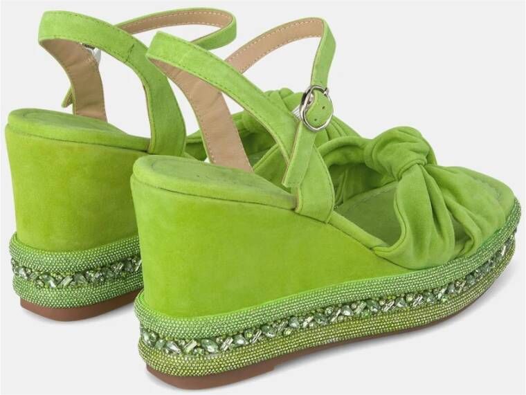 Alma en Pena Rhinestone Sleehak Sandaal Green Dames