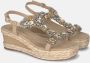 Alma en Pena Rhinestone Sleehak Sandaal met Vlecht Detail Beige Dames - Thumbnail 2