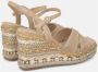 Alma en Pena Rhinestone Sleehak Sandaal met Vlecht Detail Beige Dames - Thumbnail 3