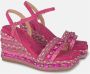 Alma en Pena Rhinestone Sleehak Sandaal met Vlecht Detail Pink Dames - Thumbnail 2