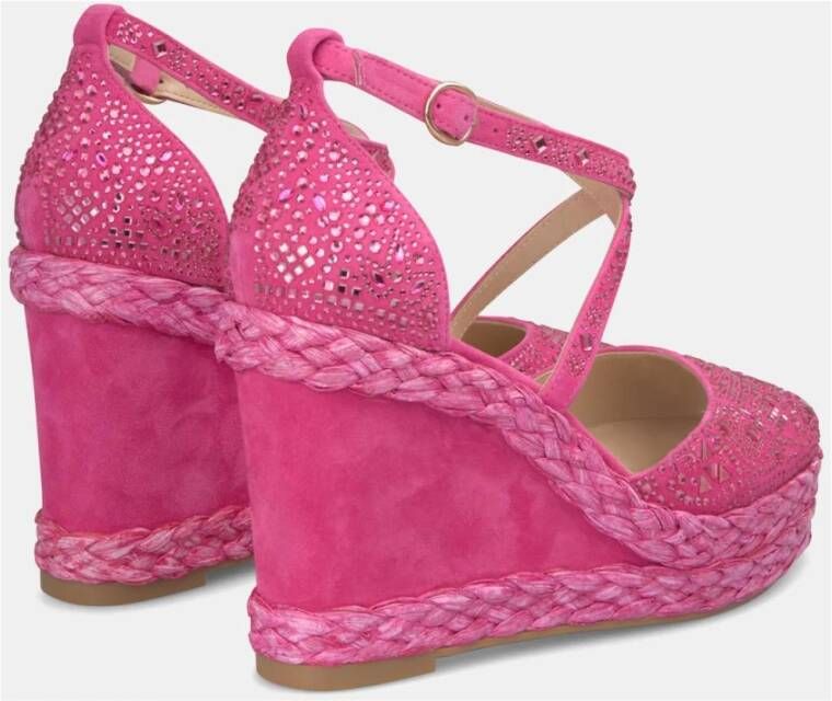 Alma en Pena Rhinestone Sleehak Sandaal Pink Dames