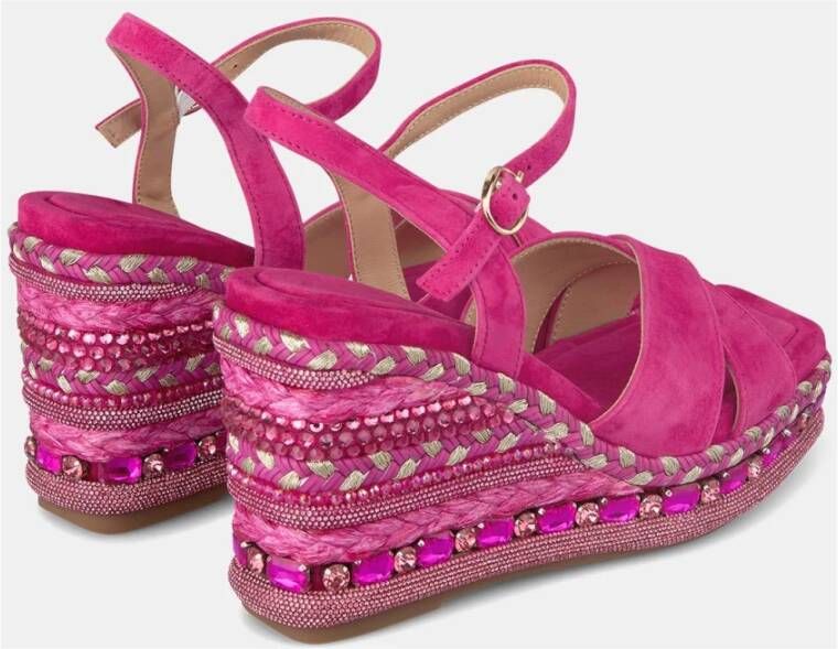 Alma en Pena Rhinestone Sleehak Sandaal Pink Dames