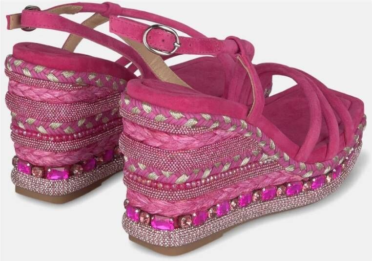 Alma en Pena Rhinestone Sleehak Sandaal Pink Dames