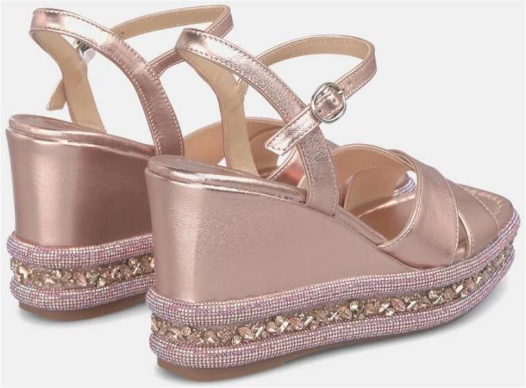 Alma en Pena Rhinestone Sleehak Sandaal Pink Dames