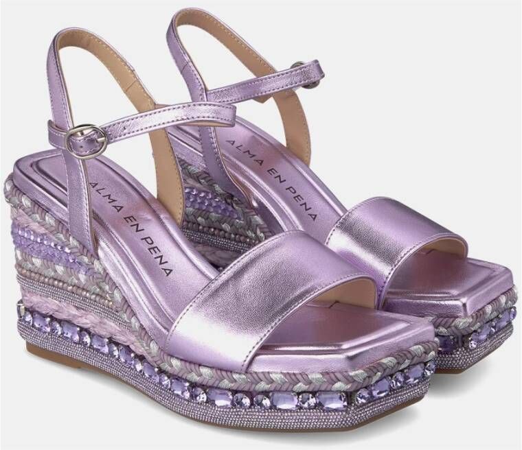 Alma en Pena Rhinestone Sleehak Sandaal Purple Dames