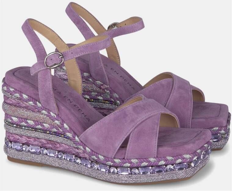 Alma en Pena Rhinestone Sleehak Sandaal Purple Dames