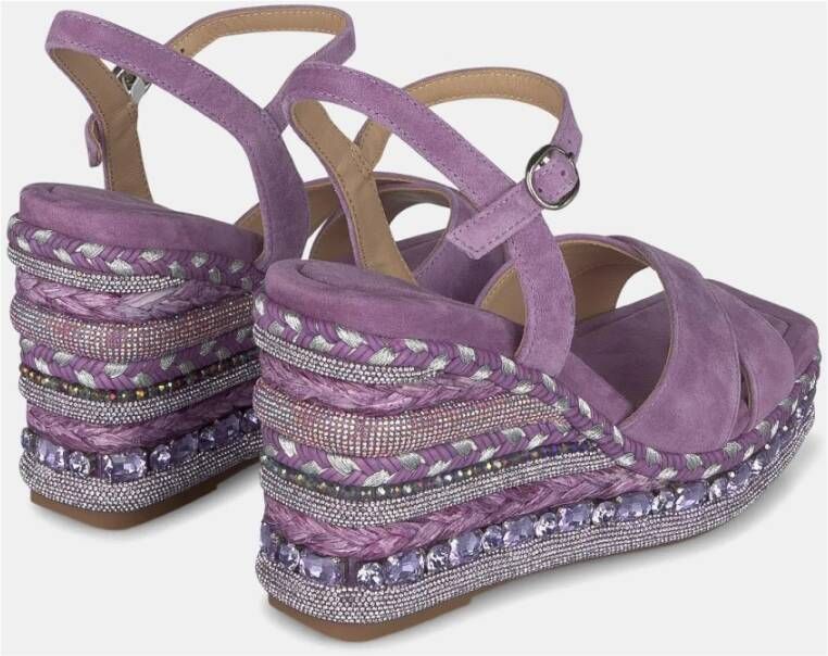 Alma en Pena Rhinestone Sleehak Sandaal Purple Dames