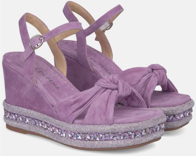 Alma en Pena Rhinestone Sleehak Sandaal Purple Dames