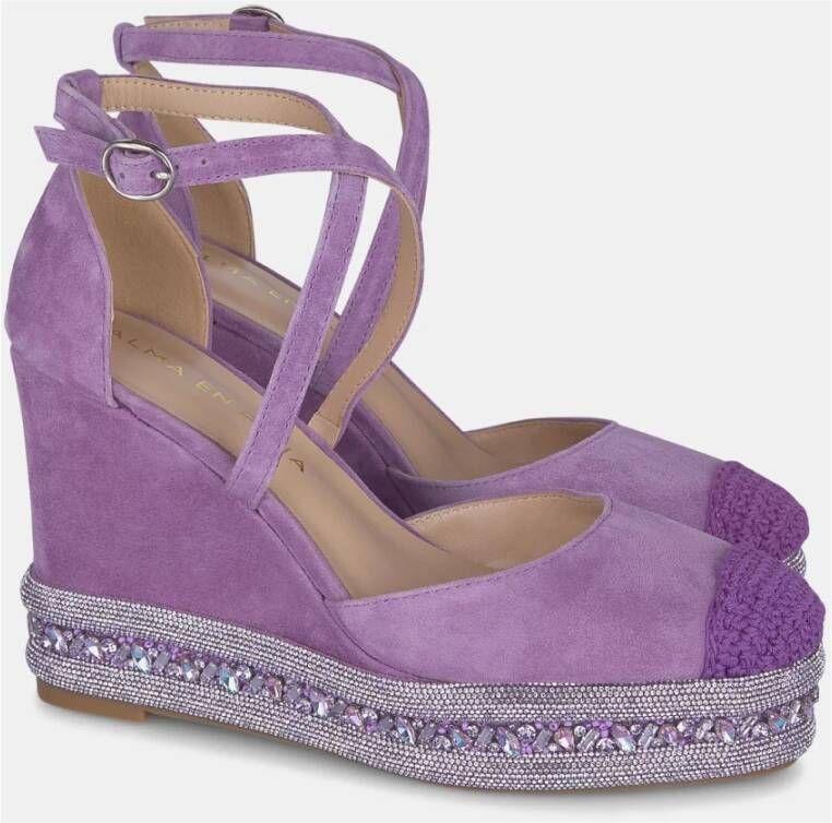 Alma en Pena Rhinestone Sleehak Sandaal Purple Dames