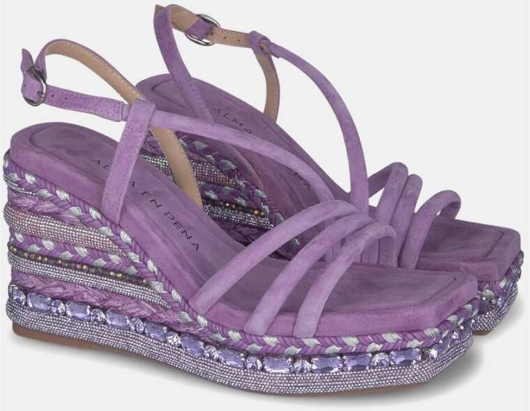 Alma en Pena Rhinestone Sleehak Sandaal Purple Dames