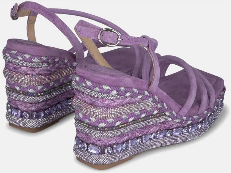 Alma en Pena Rhinestone Sleehak Sandaal Purple Dames