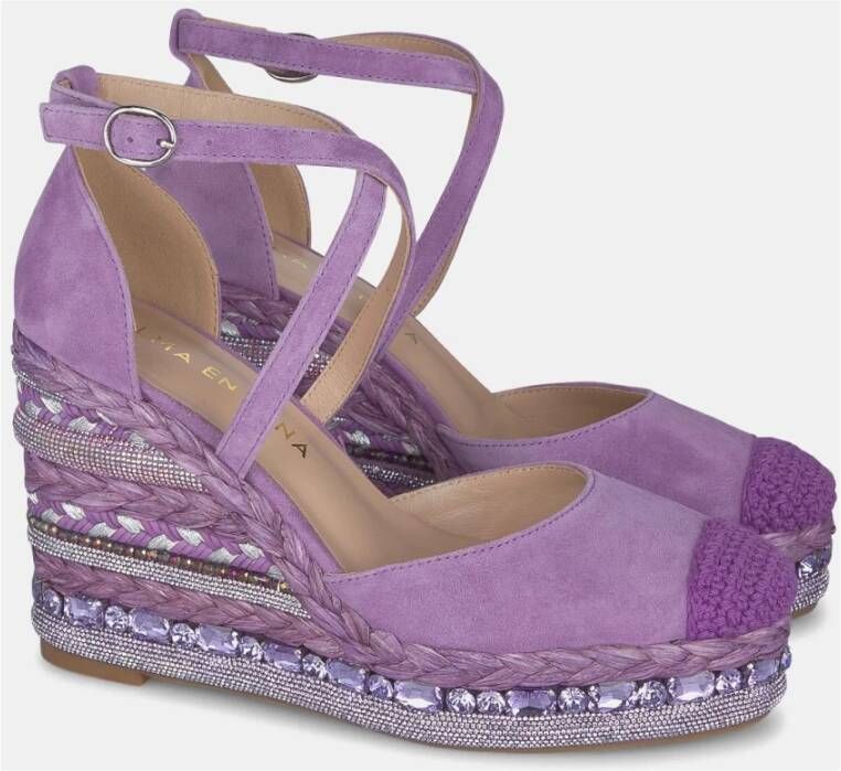 Alma en Pena Rhinestone Sleehak Sandaal Purple Dames