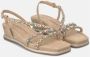 Alma en Pena Rhinestone Sleehak Sandalen Beige Dames - Thumbnail 2