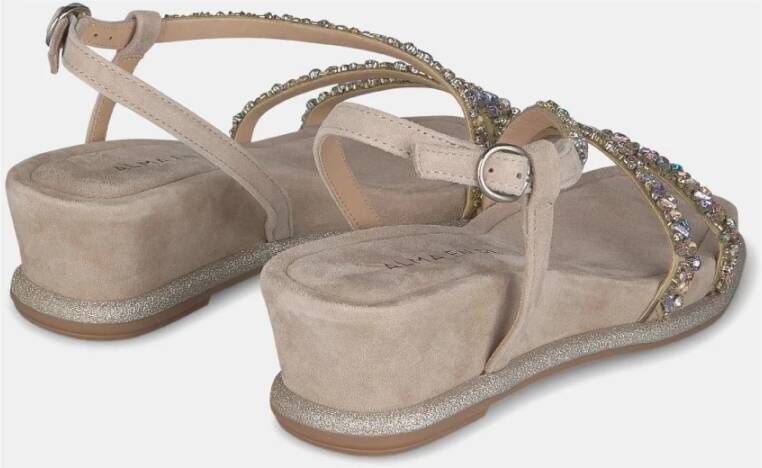 Alma en Pena Rhinestone Sleehak Sandalen Brown Dames