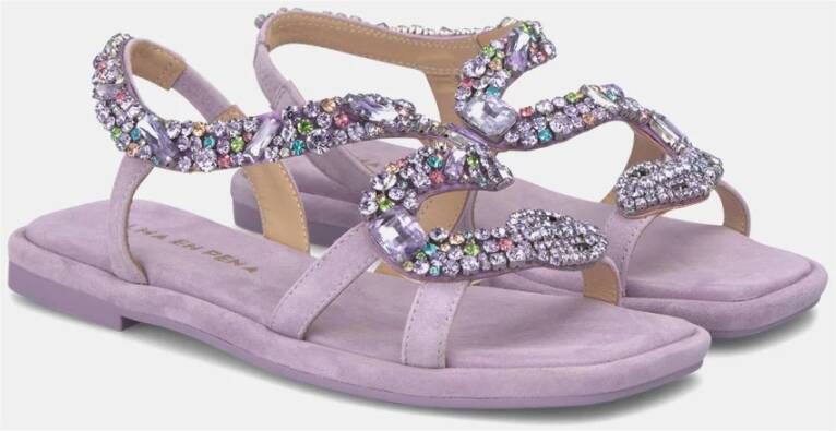 Alma en Pena Rhinestone Snake Flat Sandal Purple Dames