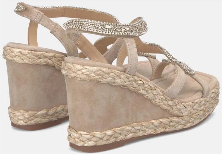 Alma en Pena Rhinestone Snake Sleehak Sandaal Beige Dames