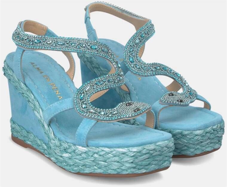 Alma en Pena Rhinestone Snake Sleehak Sandaal Blue Dames