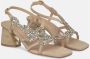 Alma en Pena Rhinestone Square Heel Sandal Beige Dames - Thumbnail 2