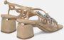 Alma en Pena Rhinestone Square Heel Sandal Beige Dames - Thumbnail 3