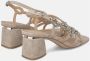 Alma en Pena Rhinestone Square Heel Sandal Beige Dames - Thumbnail 3