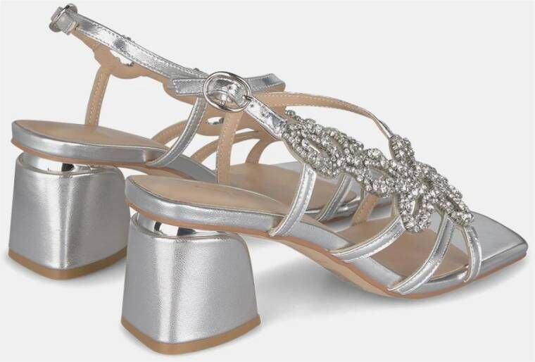 Alma en Pena Rhinestone Square Heel Sandal Gray Dames