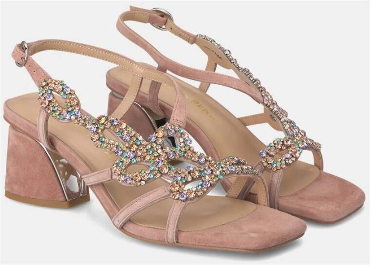 Alma en Pena Rhinestone Square Heel Sandal Pink Dames