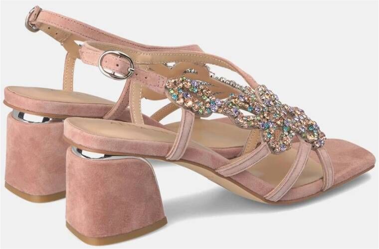 Alma en Pena Rhinestone Square Heel Sandal Pink Dames