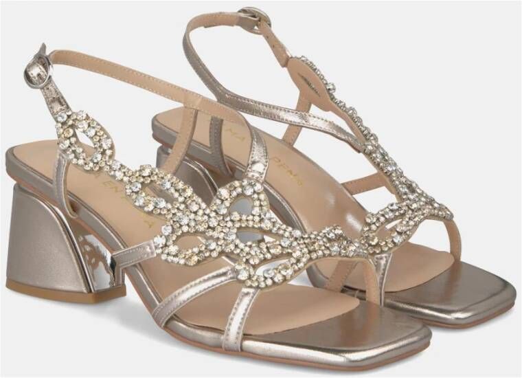 Alma en Pena Rhinestone Square Heel Sandal Yellow Dames