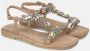 Alma en Pena Rhinestone Square Toe Flat Sandal Beige Dames - Thumbnail 2