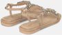 Alma en Pena Rhinestone Square Toe Flat Sandal Beige Dames - Thumbnail 3