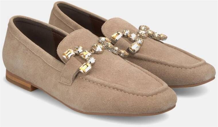 Alma en Pena Rhinestone Stirrup Moccasin Platte Schoen Beige Dames